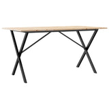 Valgomojo stalas, 160x80x75cm, pušis ir plieninis, X formos rėmas