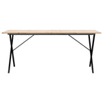Valgomojo stalas, 180x90x75cm, pušis ir plieninis, X formos rėmas