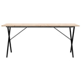 Valgomojo stalas, 180x90x75cm, pušis ir plieninis, X formos rėmas