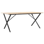Valgomojo stalas, 180x90x75cm, pušis ir plieninis, X formos rėmas