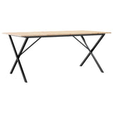 Valgomojo stalas, 180x90x75cm, pušis ir plieninis, X formos rėmas
