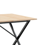 Valgomojo stalas, 180x90x75cm, pušis ir plieninis, X formos rėmas