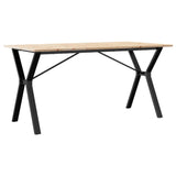 Valgomojo stalas, 160x80x75cm, pušis ir plieninis, Y formos rėmas