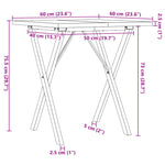 Valgomojo stalas, 60x60x75,5cm, pušis ir ketus, X formos rėmas