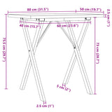 Valgomojo stalas, 80x50x75,5cm, pušis ir ketus, X formos rėmas