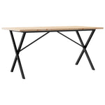 Valgomojo stalas, 140x80x75,5cm, pušis ir plieninis, X formos rėmas