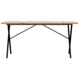 Valgomojo stalas, 160x80x75,5cm, pušis ir plieninis, X formos rėmas