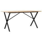 Valgomojo stalas, 160x80x75,5cm, pušis ir plieninis, X formos rėmas