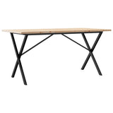 Valgomojo stalas, 160x80x75,5cm, pušis ir plieninis, X formos rėmas