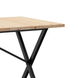 Valgomojo stalas, 160x80x75,5cm, pušis ir plieninis, X formos rėmas