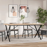Valgomojo stalas, 180x90x75,5cm, pušis ir plieninis, X formos rėmas