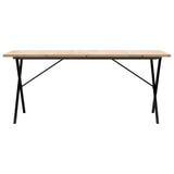 Valgomojo stalas, 180x90x75,5cm, pušis ir plieninis, X formos rėmas