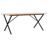 Valgomojo stalas, 180x90x75,5cm, pušis ir plieninis, X formos rėmas