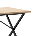 Valgomojo stalas, 180x90x75,5cm, pušis ir plieninis, X formos rėmas