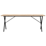 Valgomojo stalas, 200x100x75,5cm, pušis ir plieninis, X formos