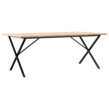 Valgomojo stalas, 200x100x75,5cm, pušis ir plieninis, X formos