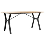 Valgomojo stalas, 140x80x75,5cm, pušis ir plieninis, Y formos rėmas