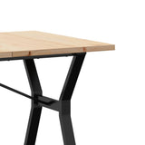 Valgomojo stalas, 160x80x75,5cm, pušis ir plieninis, Y formos rėmas