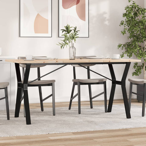 Valgomojo stalas, 160x80x75,5cm, pušis ir plieninis, Y formos rėmas