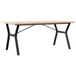 Valgomojo stalas, 180x90x75,5cm, pušis ir plieninis, Y formos rėmas