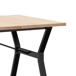 Valgomojo stalas, 180x90x75,5cm, pušis ir plieninis, Y formos rėmas