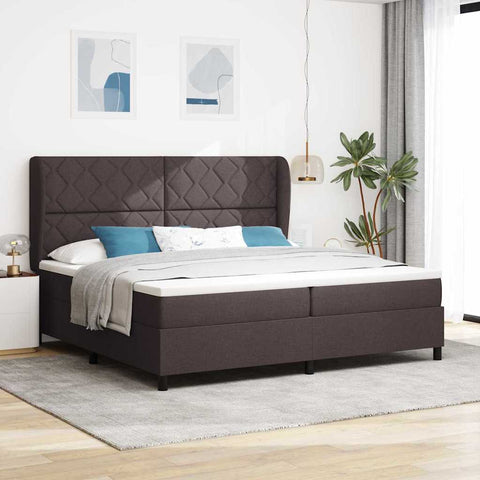 Kiemas lova su čiužiniu Tamsiai ruda 200 x 200 cm audinys