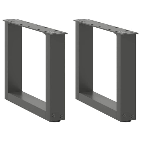 Kavos staliuko kojelės, 2 vnt., antracito spalvos, 40x(30-31) cm, plienas, U formos