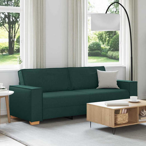 3-Vietis Sofa su pagalve Tamsiai žalia 220 x 78 x 84 cm audinys
