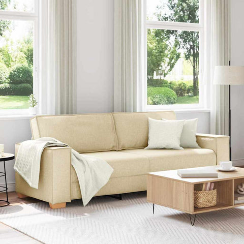 3-Vietis Sofa su pagalve Kreminė 220 x 78 x 84 cm audinys