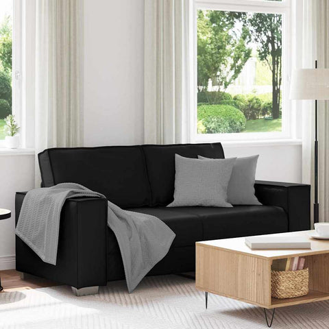 180 cm pločio loveseat sofą su pagalve Juoda Dirbtinė oda