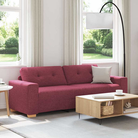 3-Vietis Sofa su pagalve Vyno raudonumo audinys