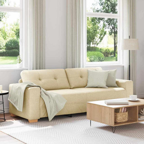 3-Vietis Sofa su pagalve Kreminė audinys