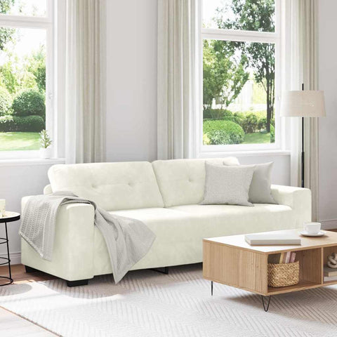 3-Vietis Sofa su pagalve Kreminė Aksomas