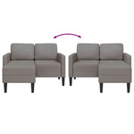 2-vietė sofa su kėdute L formos taupe 125 cm audiniu