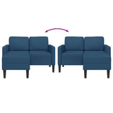 2-vietė sofa su L formos mėlynu 125 cm audiniu