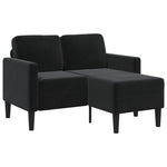 2-vietė sofa su kėdute L formos juoda 125 cm aksomas