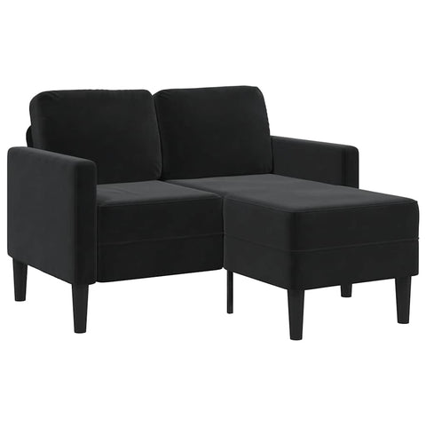 2-vietė sofa su kėdute L formos juoda 125 cm aksomas