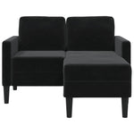 2-vietė sofa su kėdute L formos juoda 125 cm aksomas
