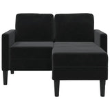 2-vietė sofa su kėdute L formos juoda 125 cm aksomas