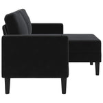 2-vietė sofa su kėdute L formos juoda 125 cm aksomas
