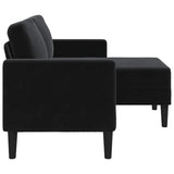 2-vietė sofa su kėdute L formos juoda 125 cm aksomas