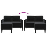 2-vietė sofa su kėdute L formos juoda 125 cm aksomas