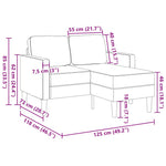 2-vietė sofa su L-formos kreminės kėdutės 125 cm patalyne