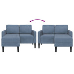 2-vietė sofa su gultu L formos mėlyna 125 cm patalynė