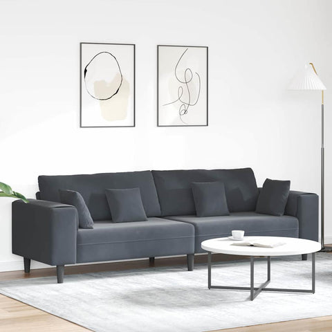 Aksominė sofa su pagalve Tamsiai pilka 208 cm Aksomas