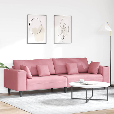 Aksominė sofa su pagalve Rožinė 209 cm Aksomas