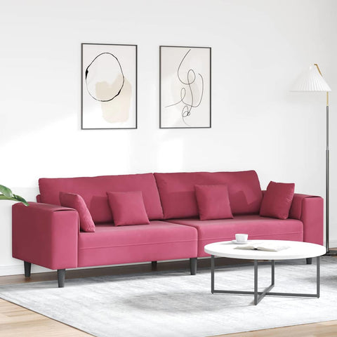 Aksominė sofa su pagalve Vyno raudona 208 cm Aksomas