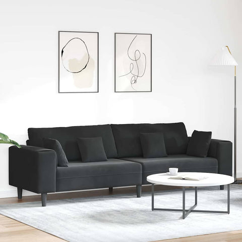 Aksominė sofa su pagalve Juoda 208 cm Aksomas