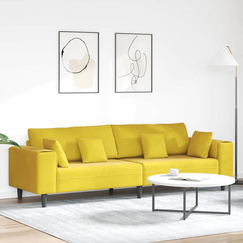 Aksominė sofa su pagalve Geltona 210 cm Aksomas