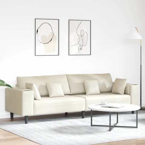 Aksominė sofa su pagalve Kreminė 208 cm Aksomas